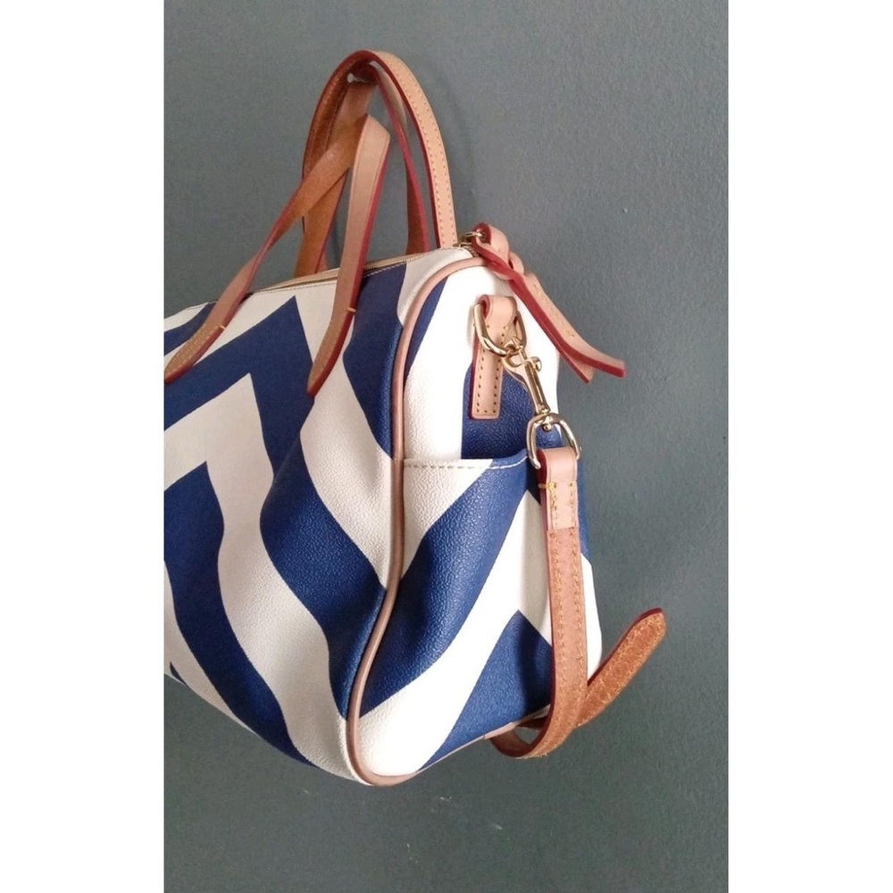 Dooney & Bourke Blue and White Chevron Satchel - Picture 6 of 6